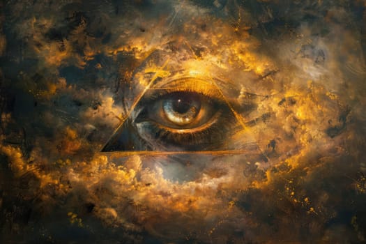 Eye of Providence. All-seeing God's eye. AI Generated.
