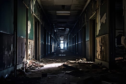 abandoned hospital hallway