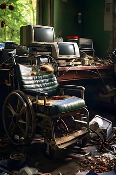 abandoned hospital cluttered room