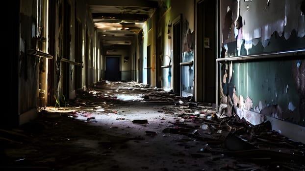 abandoned hospital hallway