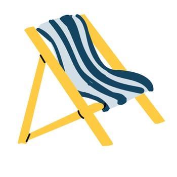 Hand drawn beach chair isolated - vacation travel icon. Vector illustration can used for greeting card, sale banner, sticker.