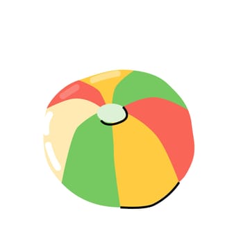 Colorful beach ball vector illustration. White, red, yellow and green beach ball isolated on white background. Vector illustration