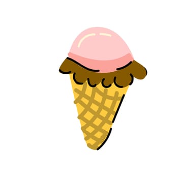 Ice cream balls in the waffle cone isolated. Ice cream can used for print, textile, poster, cover design, sticker.