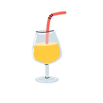 Vector summer beverage glass with straw and cocktail drink isolated. Vector illustration can used for label. banner, flyer, cards.