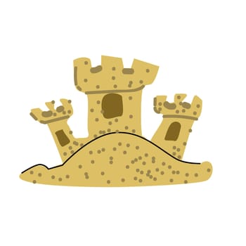 Sandcastle in flat style. Vector illustration can used for summer banner, card, label, poster.