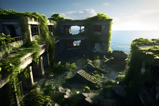 abandoned island prison overgrown with nature
