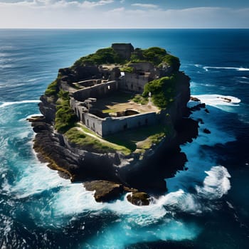 abandoned island prison overgrown with nature