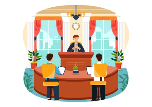 City Council Meeting Vector Illustration with Effective Business Team, Employee, Brainstorming for Important Negotiation in Flat Cartoon Background
