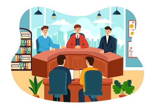 City Council Meeting Vector Illustration with Effective Business Team, Employee, Brainstorming for Important Negotiation in Flat Cartoon Background