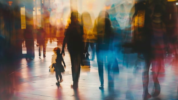This evocative image captures the intricate dynamics of a family, showcasing a child surrounded by both biological and adoptive parents, their relationships beautifully depicted in a blurred composition.