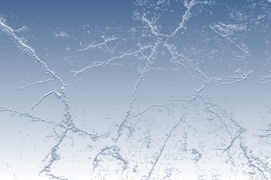 Abstract ice background. Blue background with cracks on the ice surface