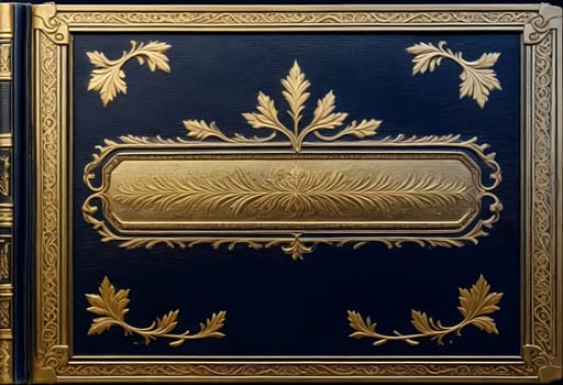 AI generated of a blue and gold plaque has a gold border
