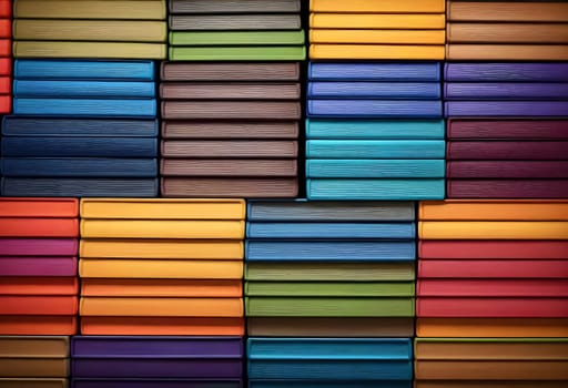 AI generated of colorful wooden boxes stacked up against each other