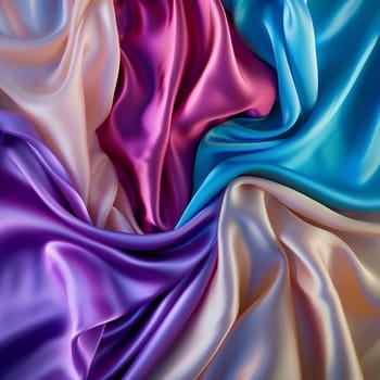 Elegant silk fabrics flow gracefully, revealing a beautiful shine