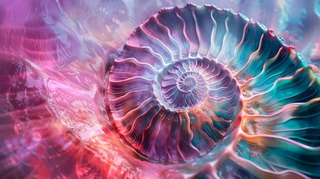 An amazing colored background of a nautilus shell . Ai generated