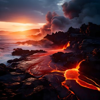 magma flow meeting ocean