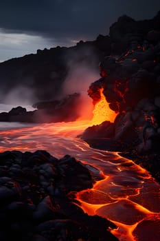magma flow meeting ocean
