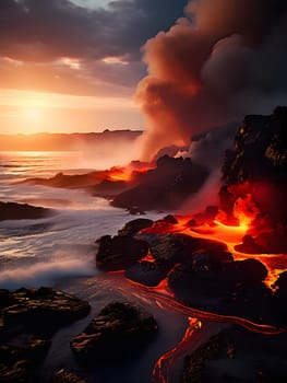 magma flow meeting ocean