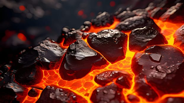 volcano with eruption and magma flow