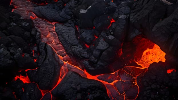 volcano with eruption and magma flow