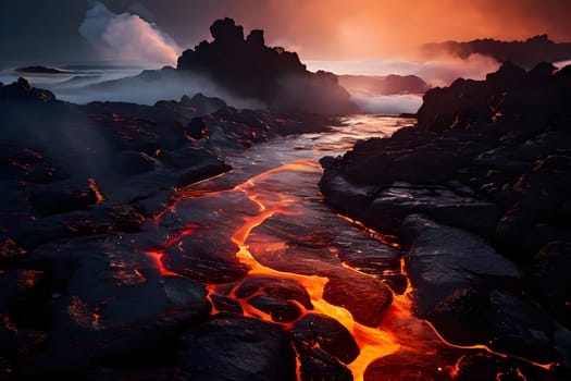 magma flow meeting ocean