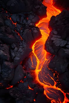 volcano with eruption and magma flow