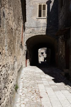 Ancient medieval streets of Caserta Vecchia. Italy