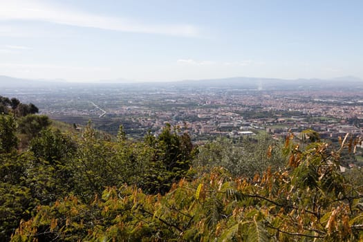 Landscape from Caserta Vecchia. Italy, with view of Capri and Pontine islands