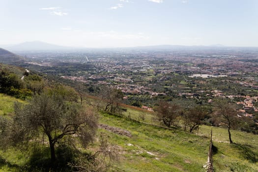 Landscape from Caserta Vecchia. Italy, with view of Capri and Pontine islands