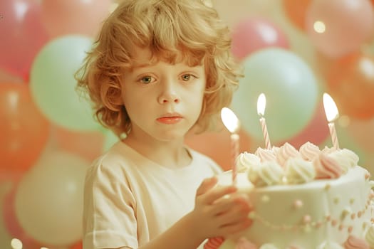 A little girl with a cheerful smile holding a birthday cake adorned with lit candles, celebrating a special occasion.