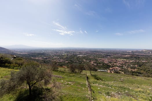 Landscape from Caserta Vecchia. Italy, with view of Capri and Pontine islands
