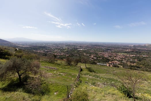 Landscape from Caserta Vecchia. Italy, with view of Capri and Pontine islands