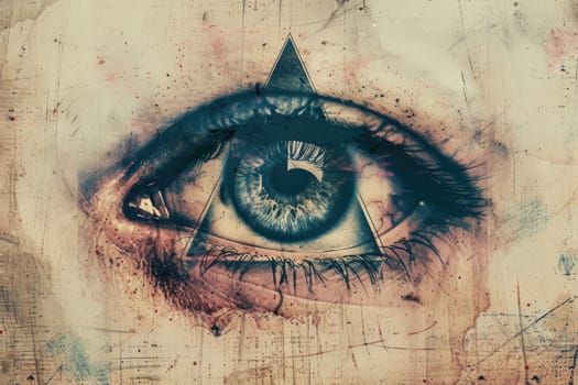 Eye of Providence. All-seeing God's eye. AI Generated.