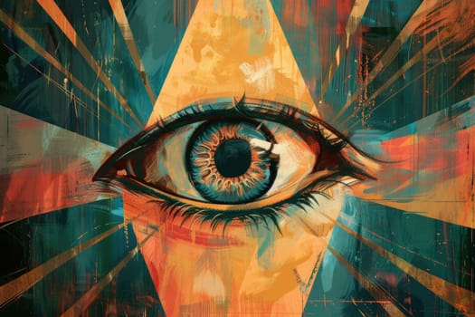 Eye of Providence. All-seeing God's eye. AI Generated.