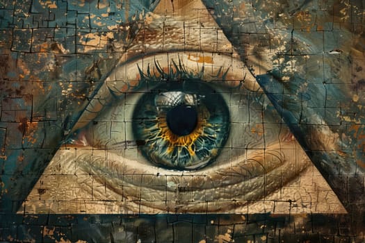 Eye of Providence. All-seeing God's eye. AI Generated.