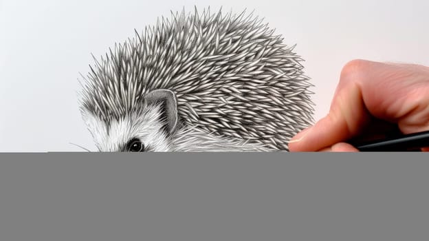 Capture the adorable charm of a hedgehog with this intricately drawn pencil portrait, highlighting every quill and adorable detail.