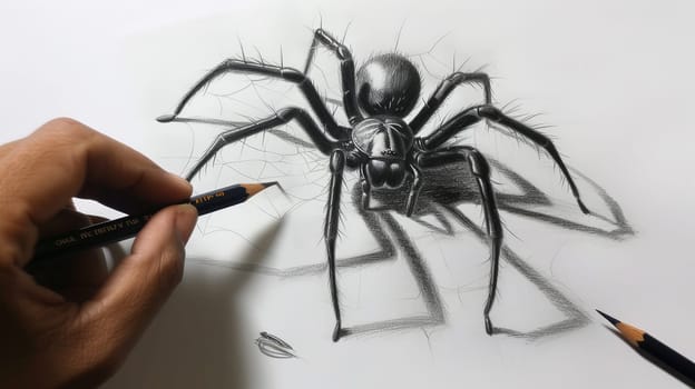 Explore the intricate world of spiders through this finely detailed sketch created with an art pencil. Capture the beauty and complexity of these fascinating creatures on paper.