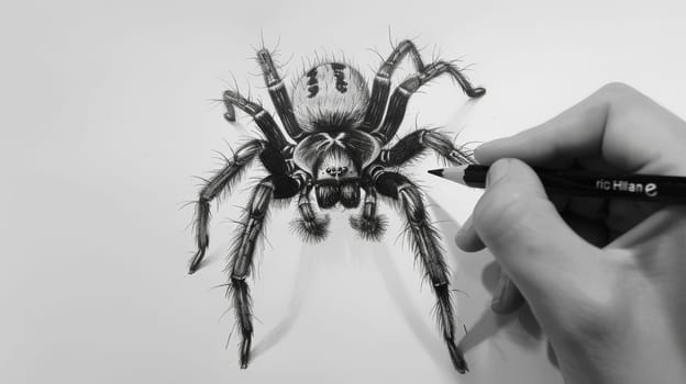 Explore the intricate world of spiders through this finely detailed sketch created with an art pencil. Capture the beauty and complexity of these fascinating creatures on paper.