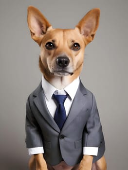 Funny dog portrait in the suit