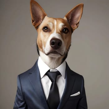 Funny dog portrait in the suit