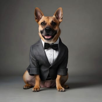 Funny dog portrait in the suit