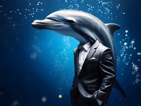 Dolphin portrait in the elegant suit