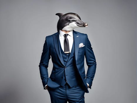 Dolphin portrait in the elegant suit