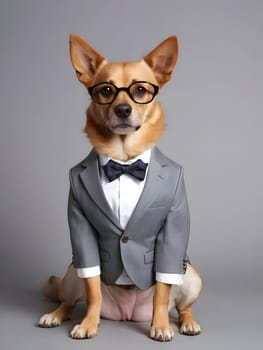 Funny dog portrait in the suit