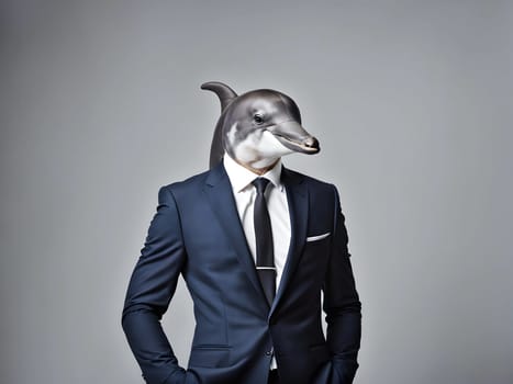 Dolphin portrait in the elegant suit