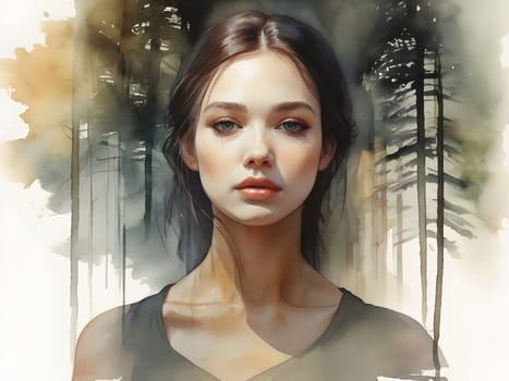 Abstract art of woman with nature double exposure