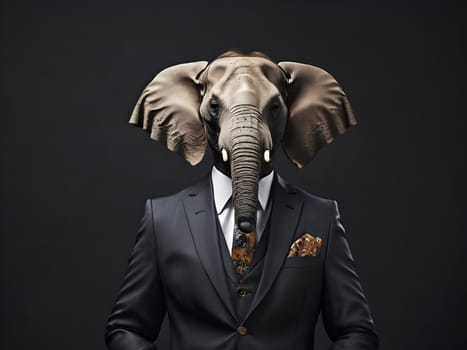 Elephant portrait in elegant suit