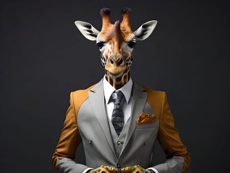 Giraffe portrait in the elegant suit