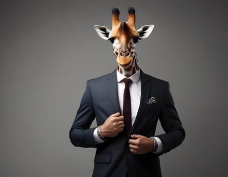 Giraffe portrait in the elegant suit