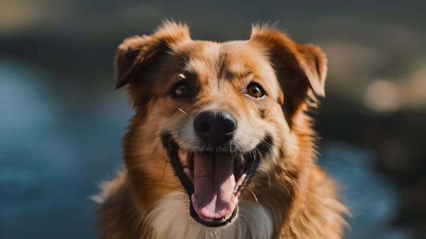 Happy dog portrait having fun outdoors